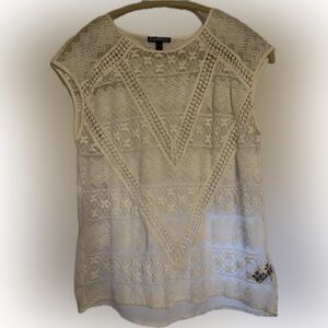 Express boho light Cream white Lace Sleeveless Top small